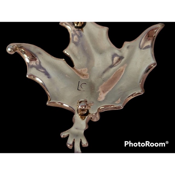 Christmas Holly Leaf & RED Berries Rhinestone Sign LC Large Pin BLING Beautiful - Picture 4 of 5